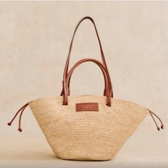 Sezane Handbags - Sezane Justine Basket Bag in Natural Raffia